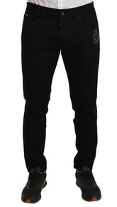 Dolce & Gabbana Black Skinny Fit Denim Side Band Jeans Pant -   -  Dolce & Gabbana.